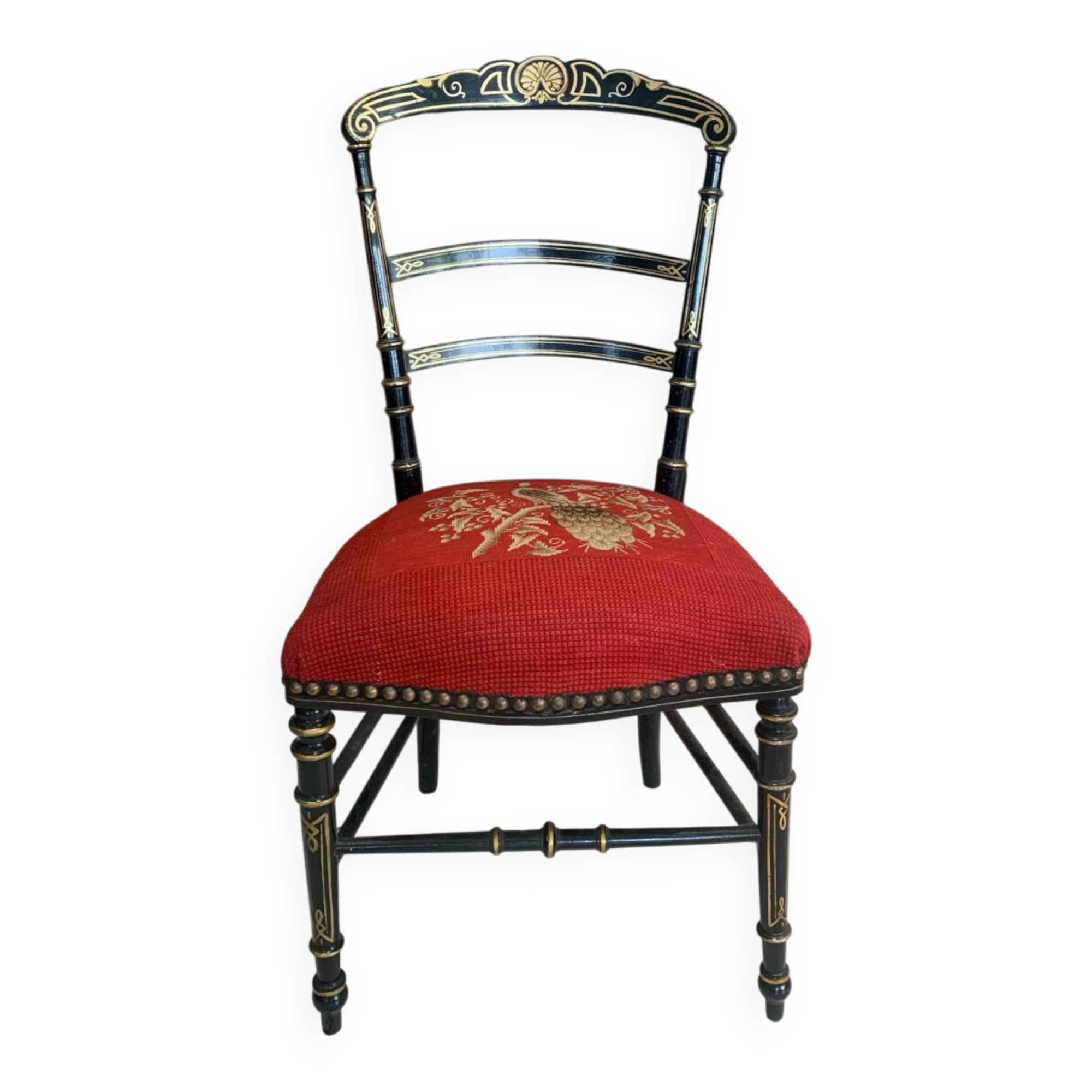 Antique Napoleon III Chair Embroidery