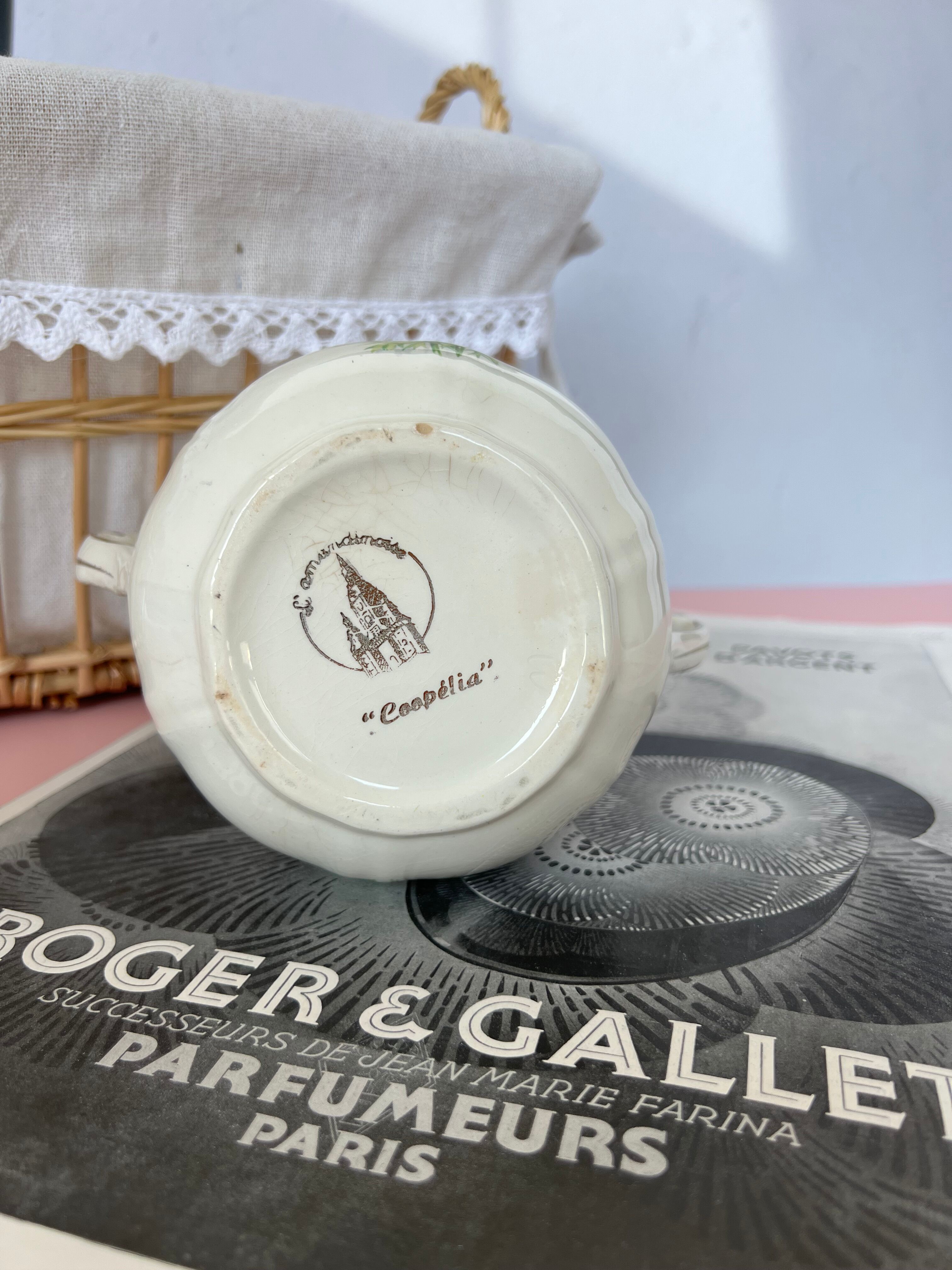 Sugar double handles porcelain the Amandinoise model Coopélia