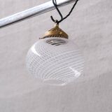 Glass and brass mid-century italian pendant light
