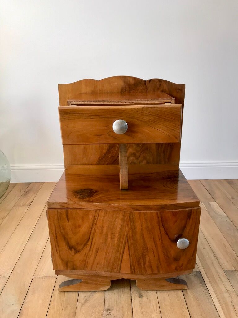 Art Deco veneer bedside table 30s