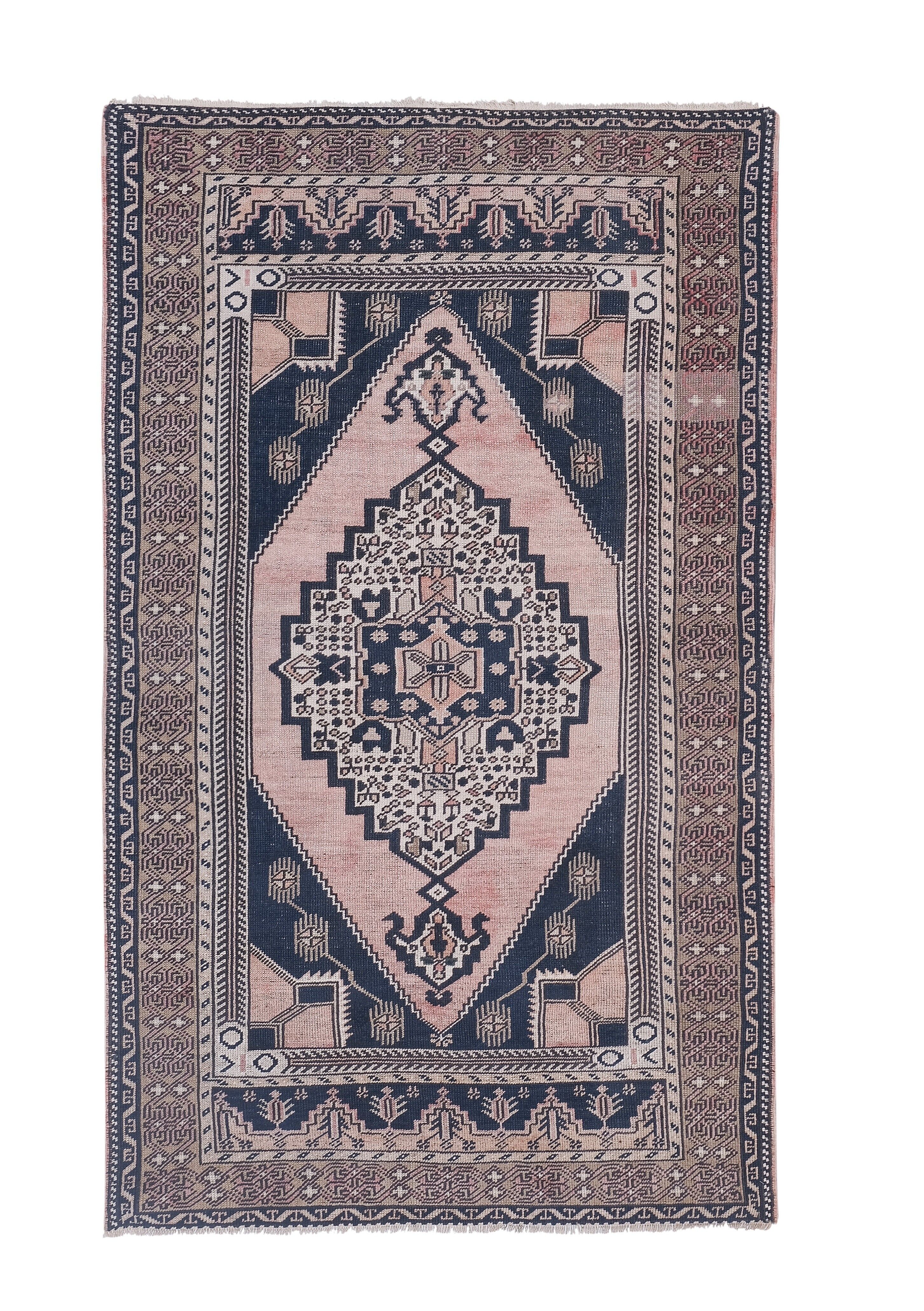 Tapis vintage turc de Oushak, tissé à la main 123x207 cm