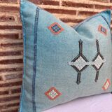 Handmade Moroccan silk cushion cover, cactus pattern