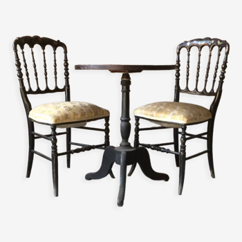 Napoleon 3 pedestal table and chair
