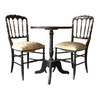 Napoleon 3 pedestal table and chair