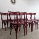 Set of 8 vintage 70s curved varnished wood bistro chairs