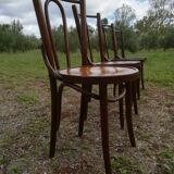 Lot of 4 Chairs Bistro Art Deco seated screen-printed