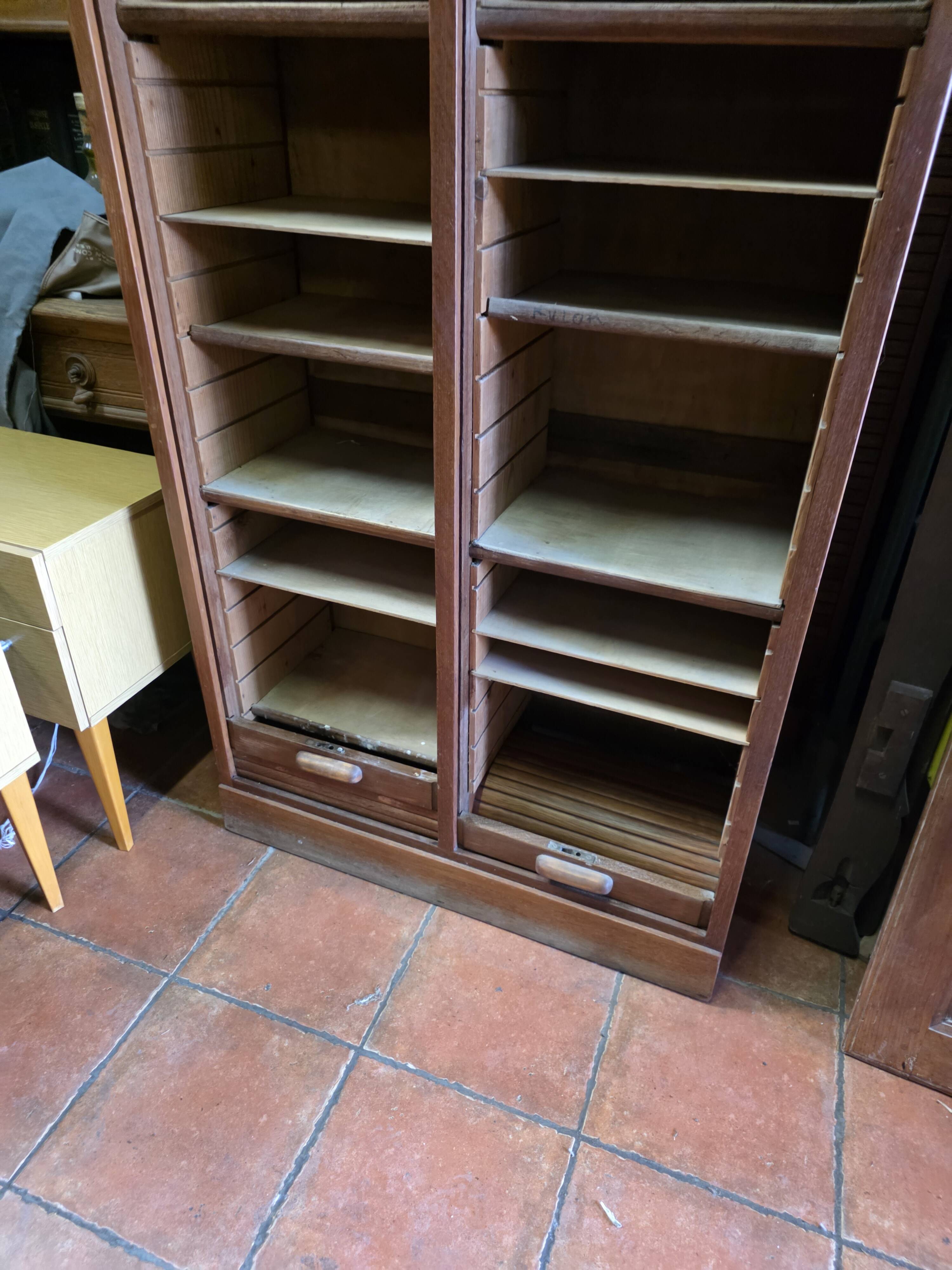 Antique double curtain cabinet in oak