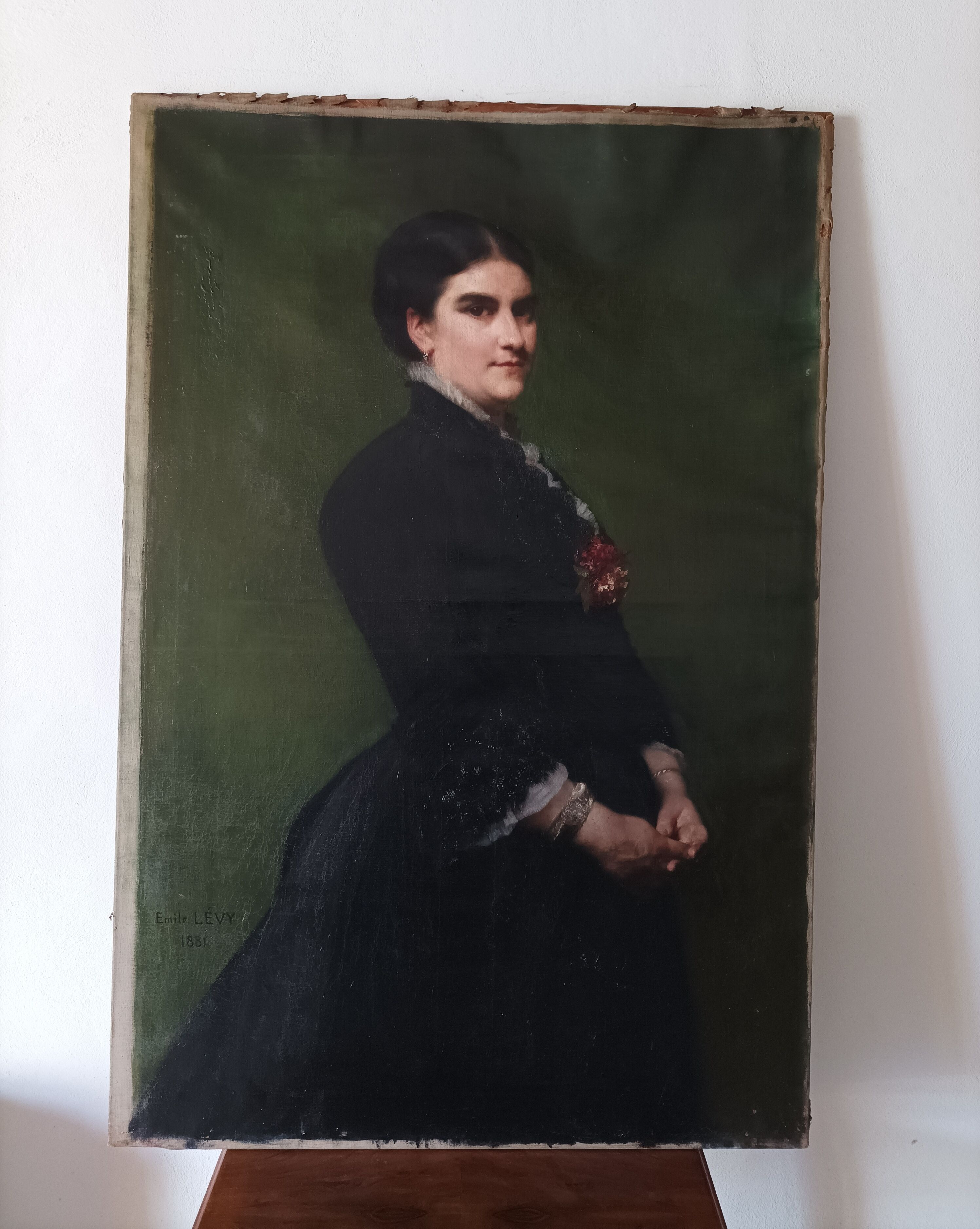 Emile levy (1826-1890) oil on canvas portrait of a woman