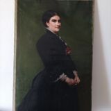 Emile levy (1826-1890) oil on canvas portrait of a woman