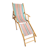 Vintage bayadère canvas chaise longue