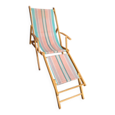 Vintage bayadère canvas chaise longue