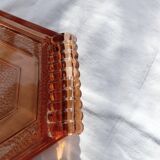 Plateau en verre rose