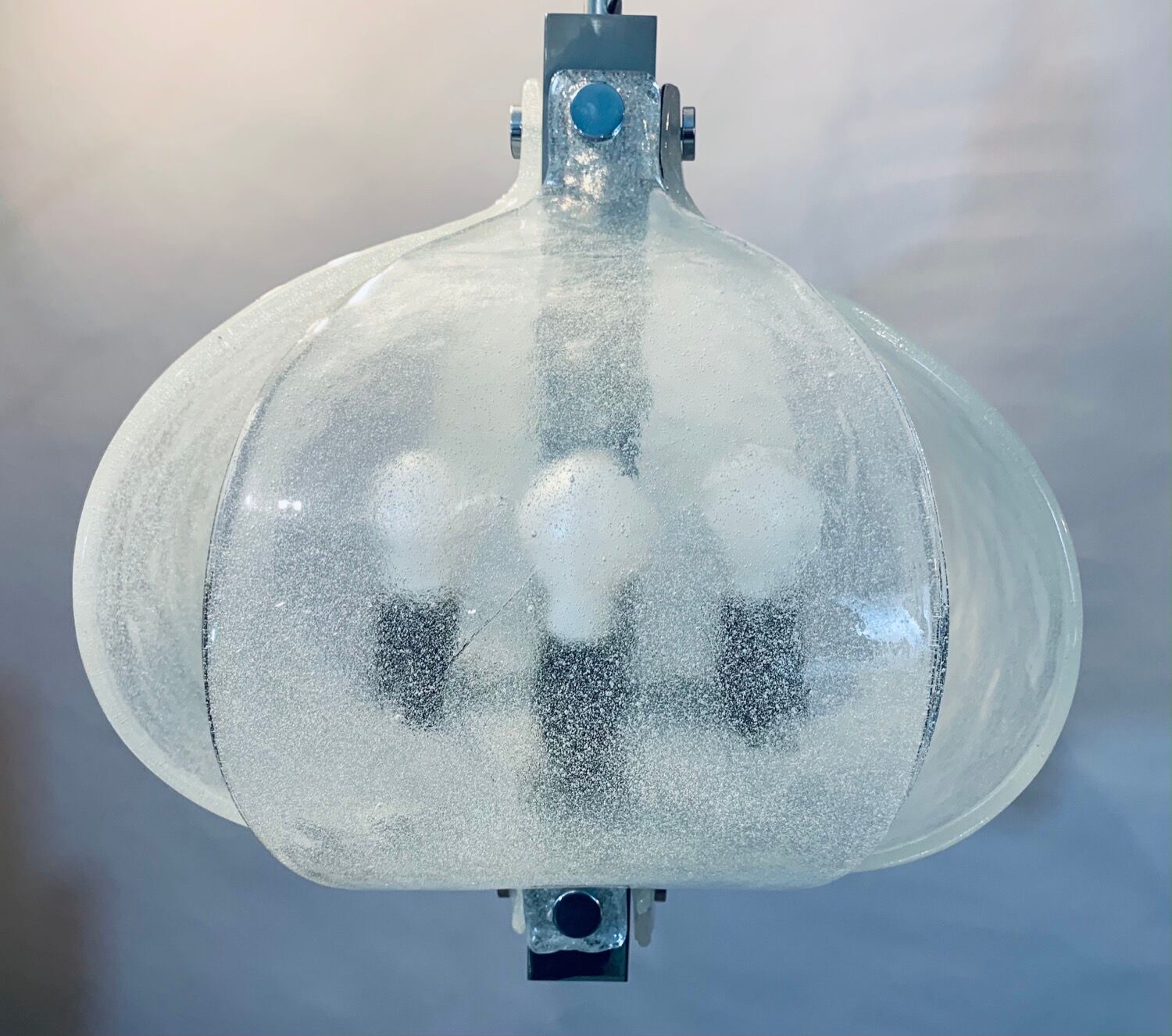 1960s Kaiser Murano Glass and Chrome Ceiling Light