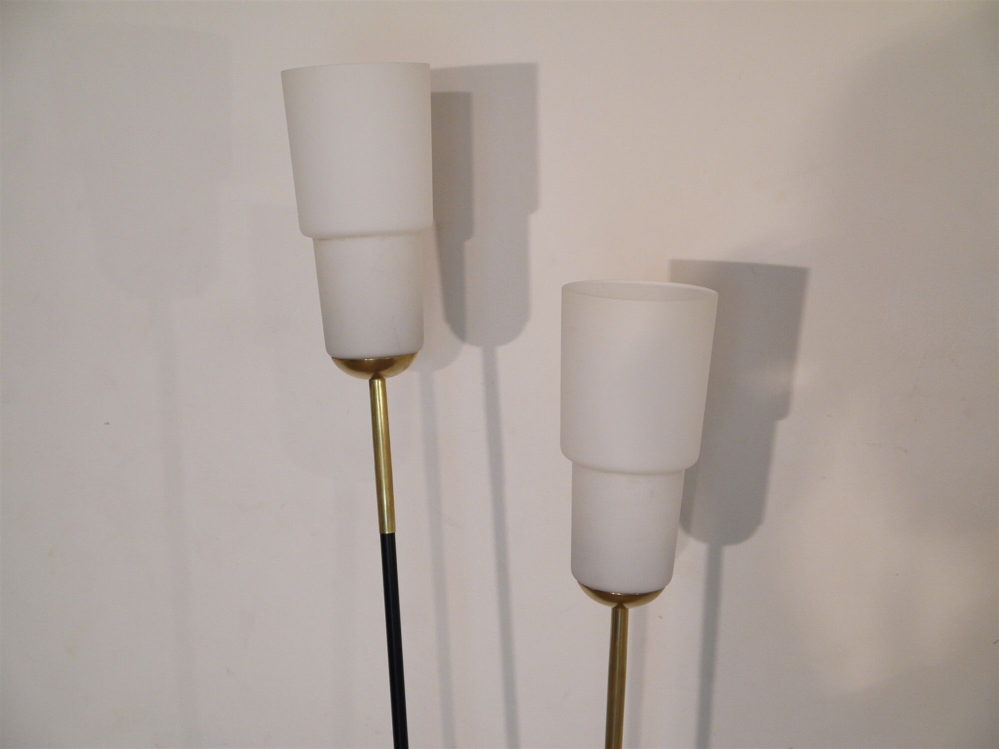 Floor lamp 1950 in brass metal and opaline