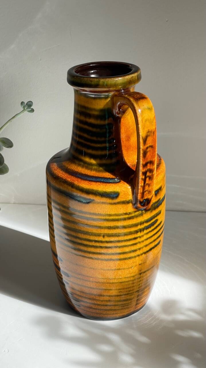 Vintage glazed ceramic amphora vase - west germany