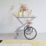 Rolling trolley - chrome and glass shelves