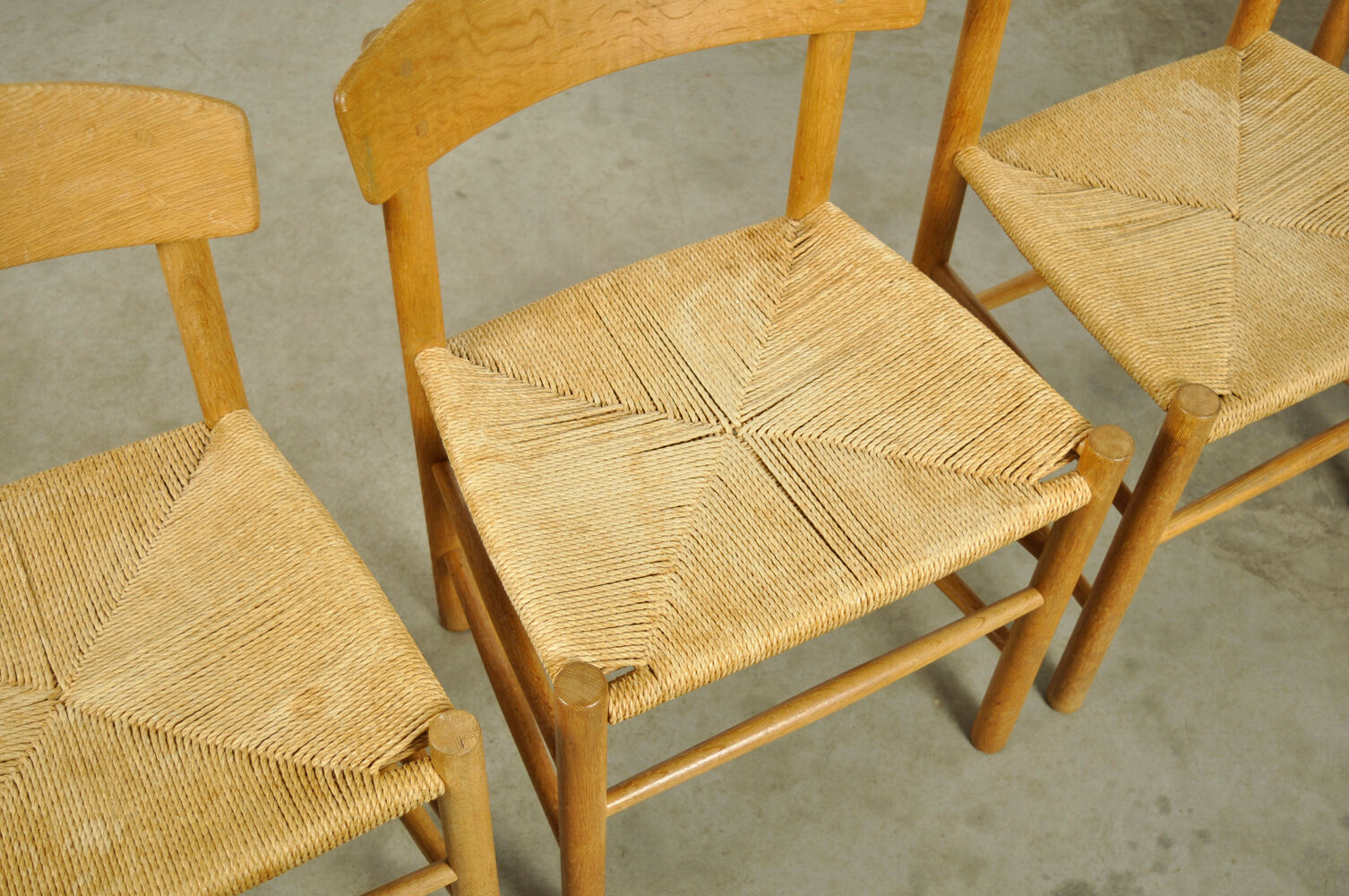 Set of four original oak dining chairs, model J39, by Børge Mogensen for F.D.B. Mobler, Denmark 1960
