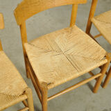 Set of four original oak dining chairs, model J39, by Børge Mogensen for F.D.B. Mobler, Denmark 1960