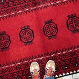 Vintage French Savonnerie rug 3.8' x 6.5' 1960s - 1C1226