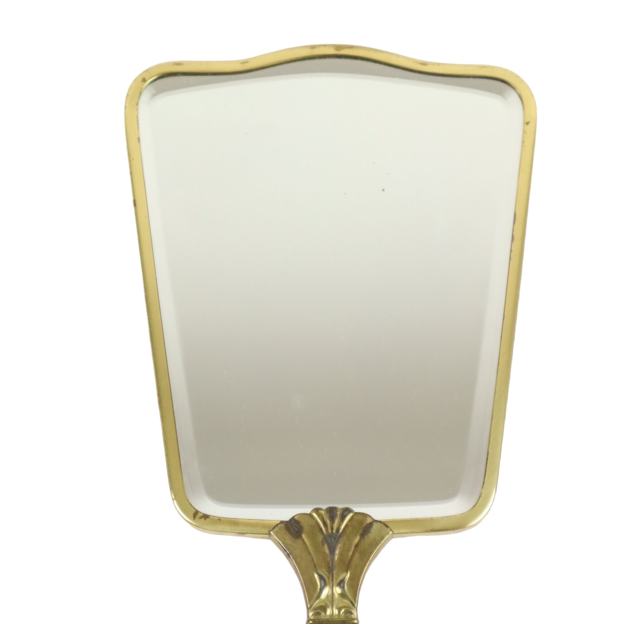 French art deco hand mirror makeup mirror brass facet 31cm