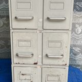 Set of 3 industrial lockers with 2 stackable drawers