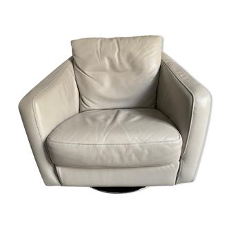 Grey leather armchair