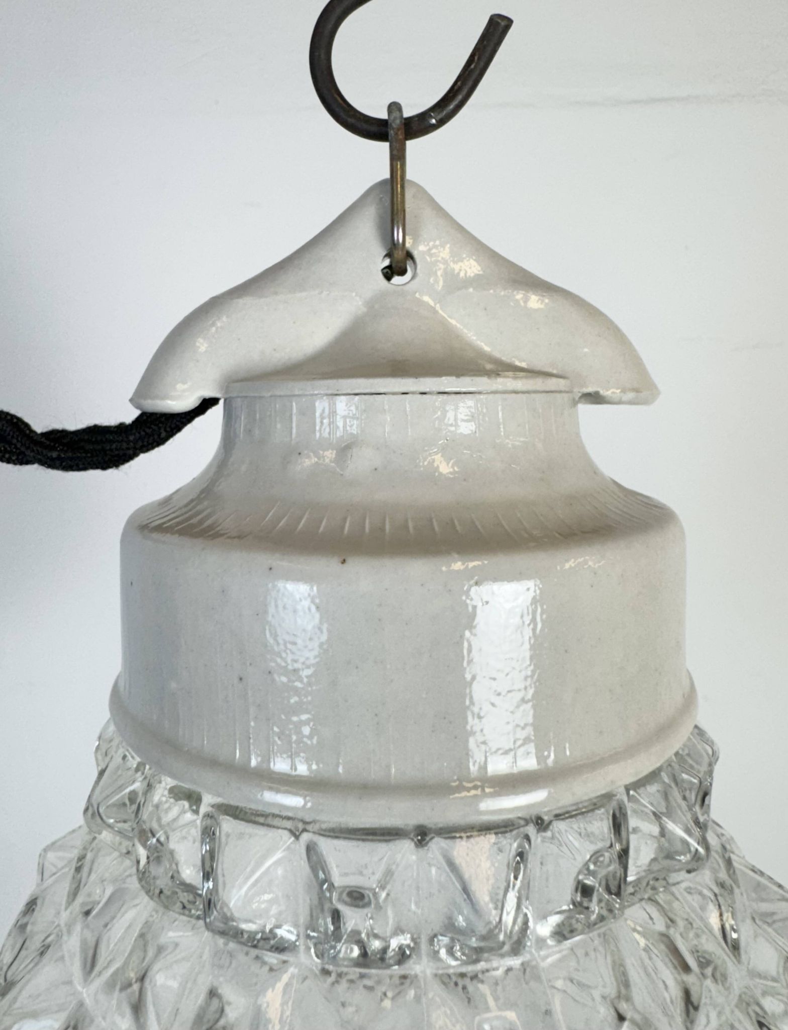 Vintage White Porcelain Pendant Light, 1970s