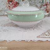 Water green vegetable dish with golden frieze, Cafés Lemaire.