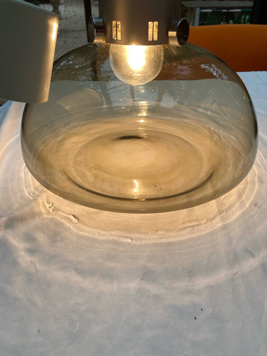 Vintage smoked glass pendant light, Italian work