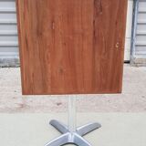 Foldable bistro table with teak top and aluminum base