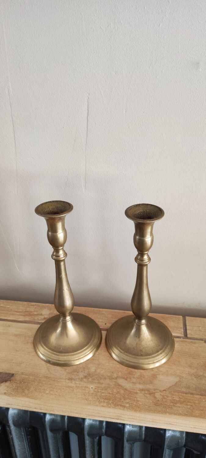 Pair of bronze candle holders