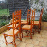6 mulched chairs, sheep's bone, solid wood