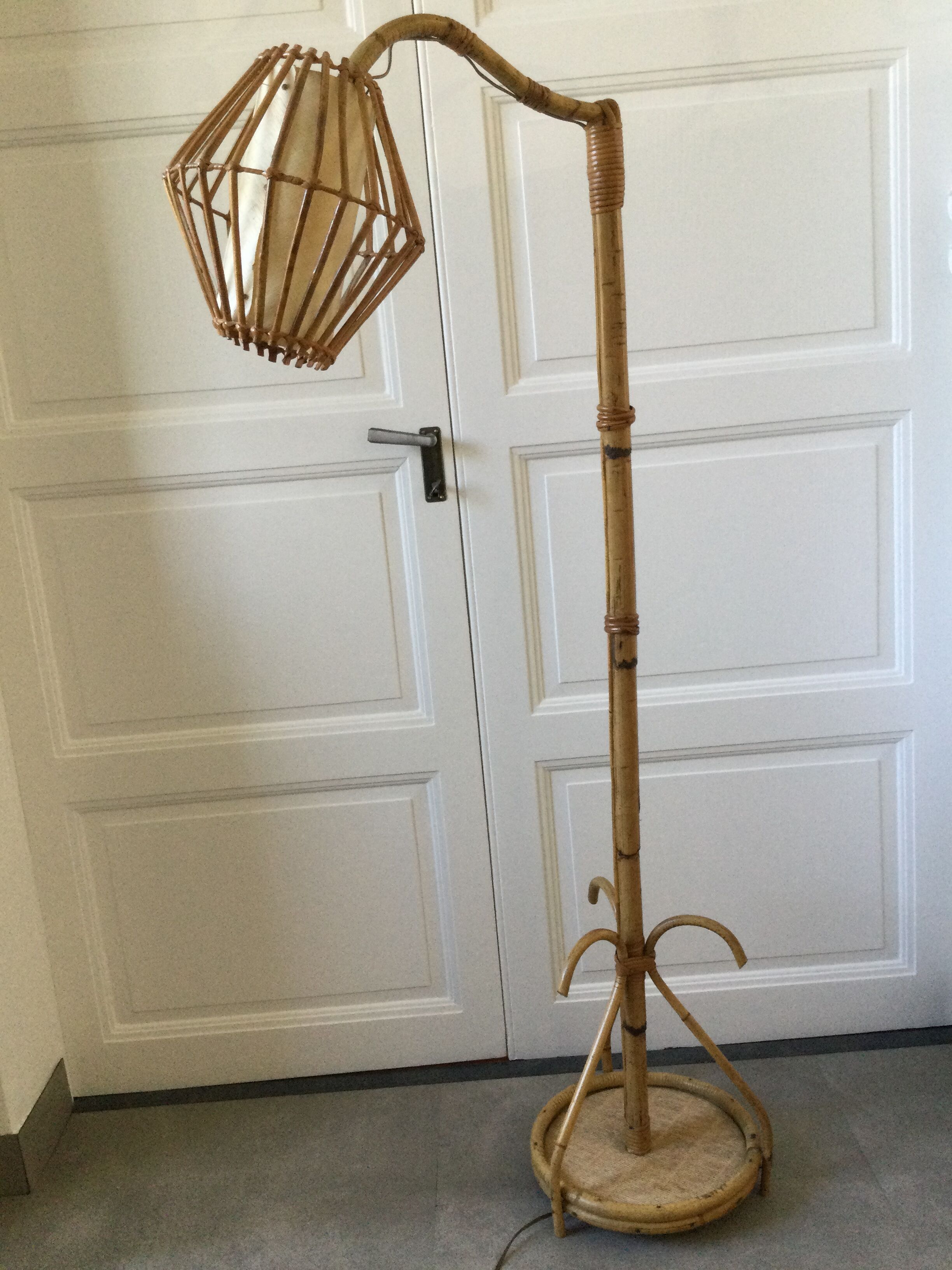 Floor lamp 60s bamboo rattan