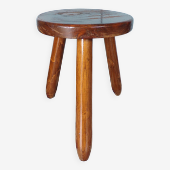 Tabouret tripode vintage en bois