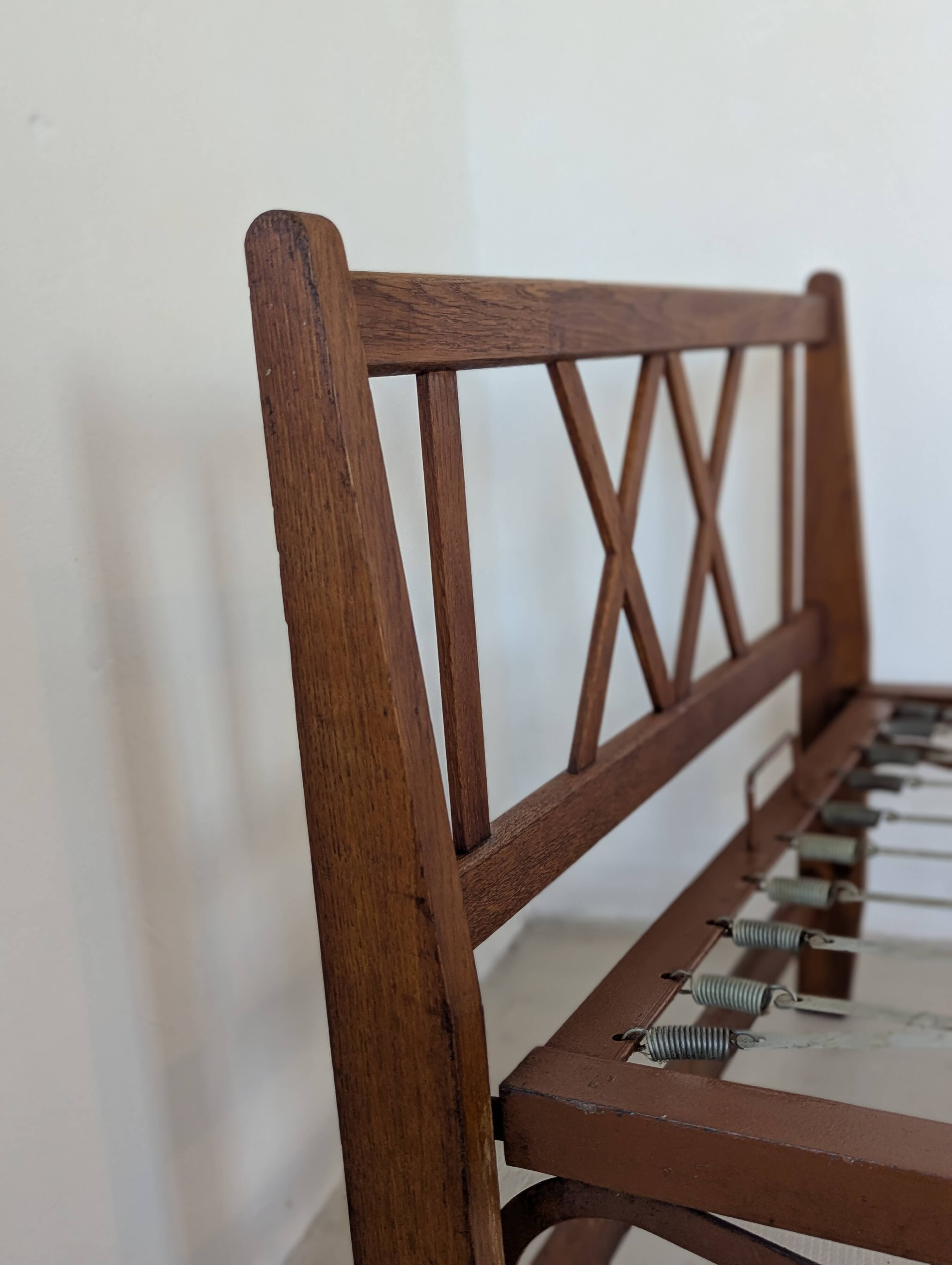 Bed, daybed, style reconstruction, in oak, 1950s.