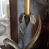 Old iris flower candle holder in solid brass