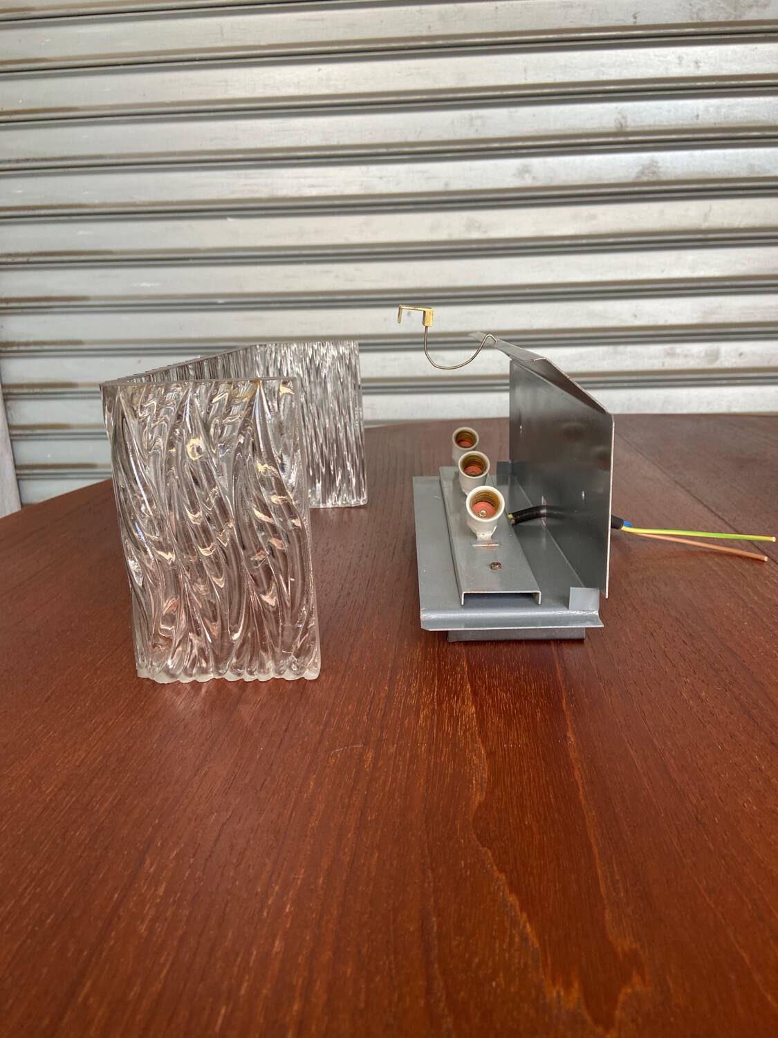 3 molded glass sconces 1950