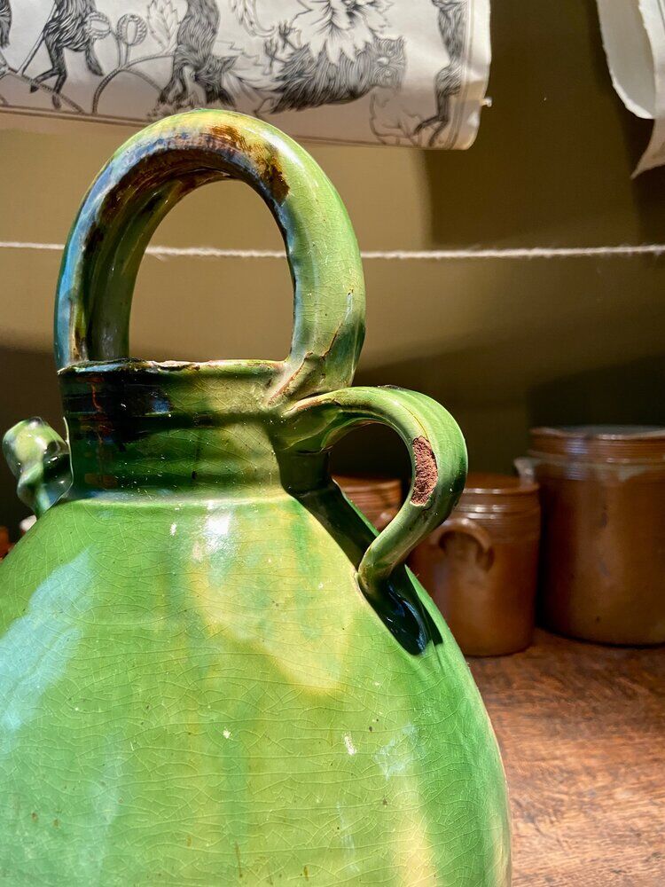 Gargoulette en céramique émaillée verte