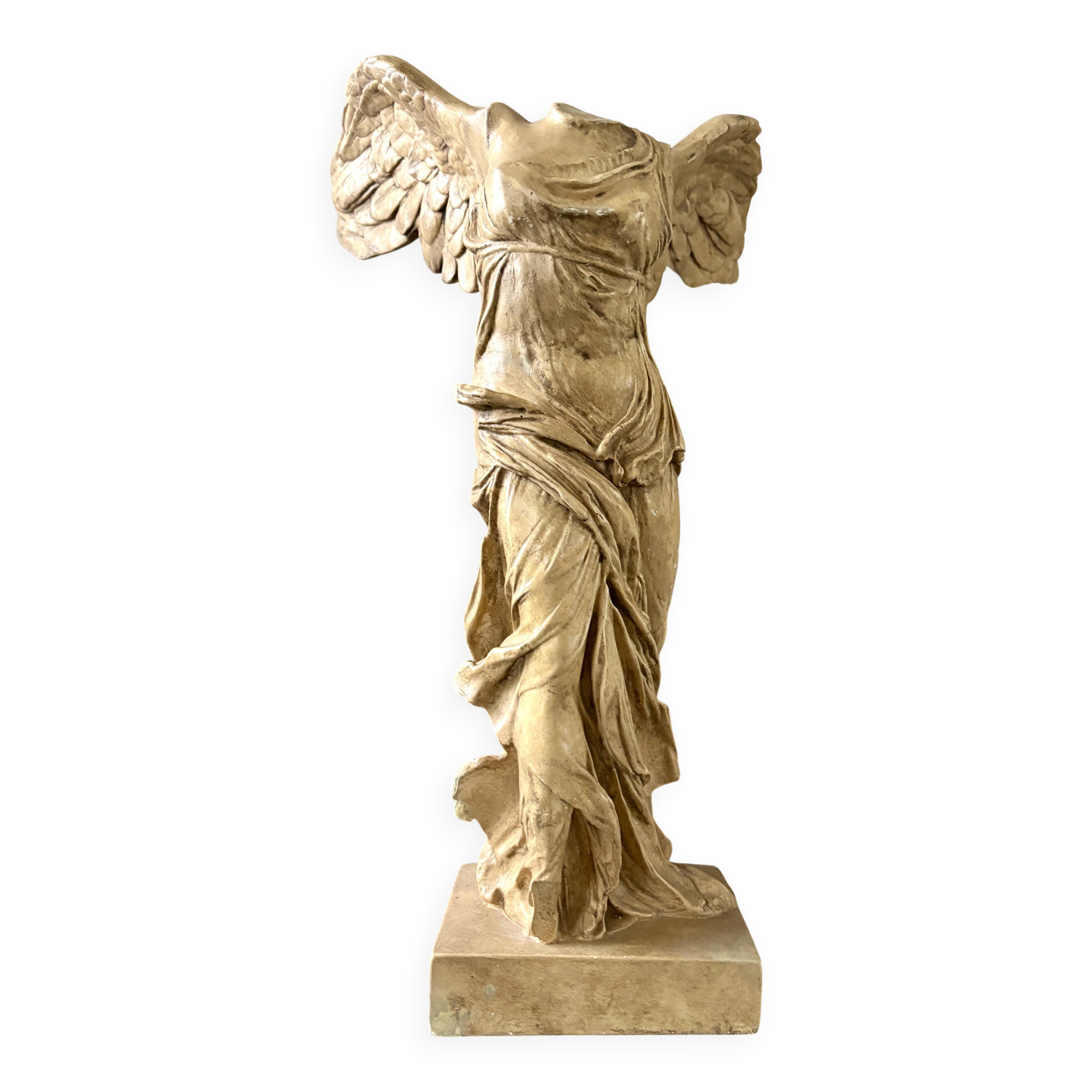 "Winged Victory of Samothrace", beige plaster statuette
