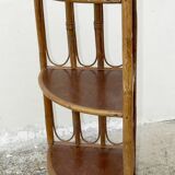Vintage bamboo and rattan corner shelf 1970