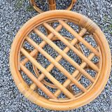 Pair of rattan poufs