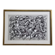 Sérigraphie encadrée sous verre d'après Jean Dubuffet, en noir et blanc, années 70, 40 x 29