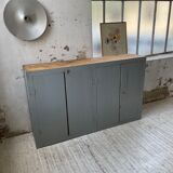 Factory blue patinated workshop furniture