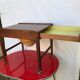 Travailleuse en teck scandinave panier tiroir roulettes