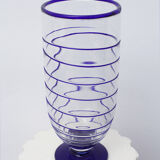 Vase en verre de Murano transparent et filet bleu