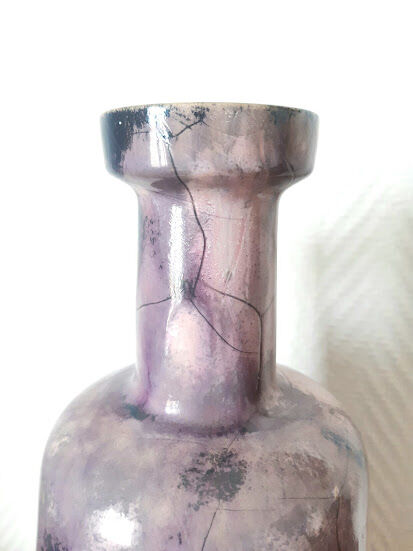 Vintage cracked ceramic bottle vase