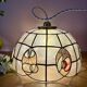 Vintage mother-of-pearl and brass lampshade pendant light with fruit decorations (2)