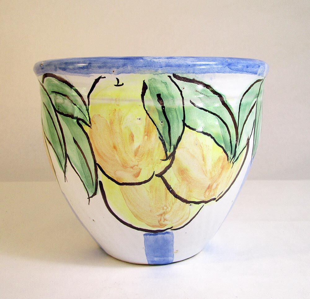 Ceramic pot cover with fruit