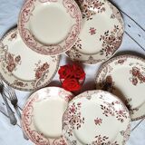 Assiettes plates anciennes dépareillées en faïence terre de fer