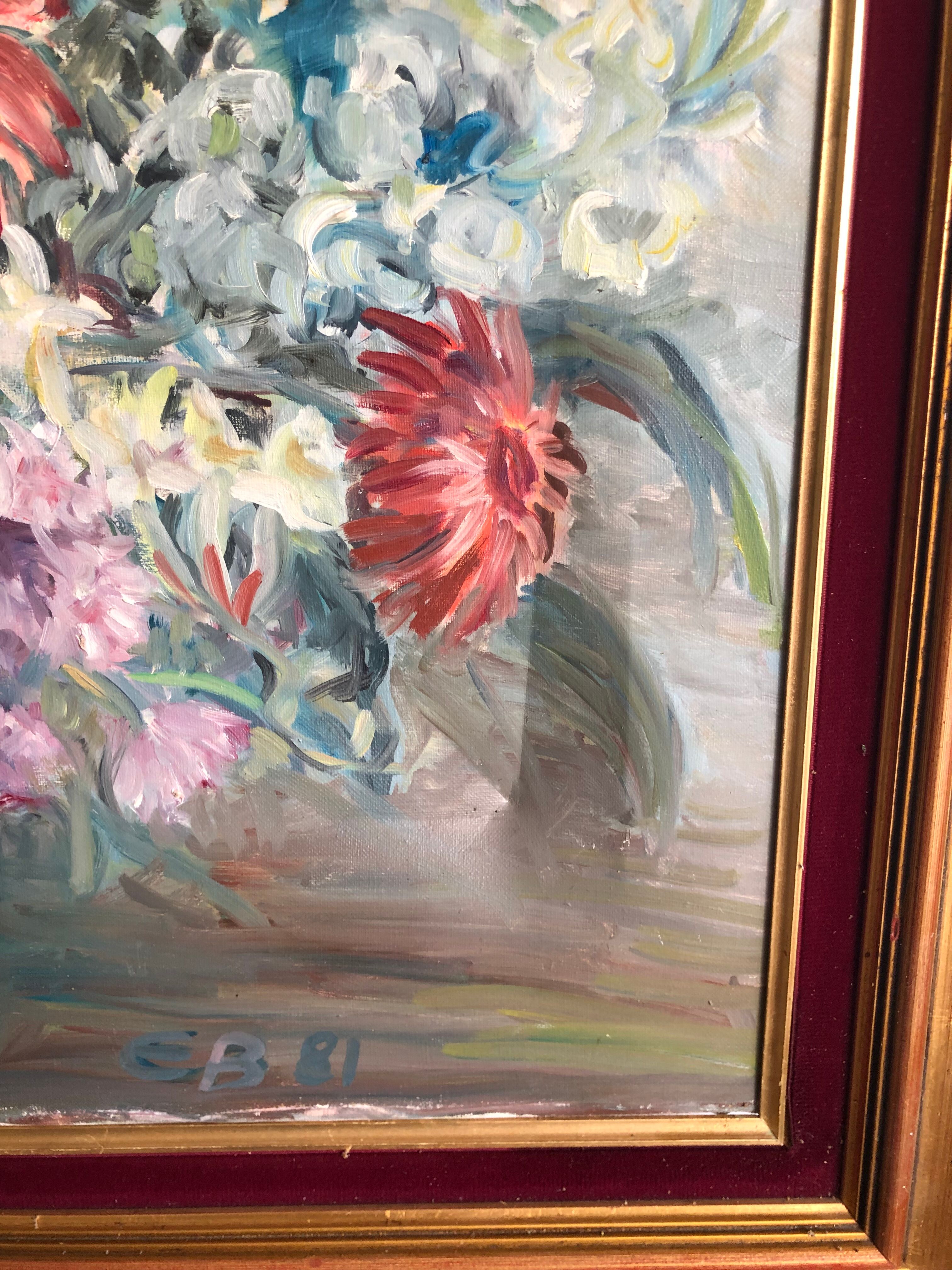 Oil on canvas, bouquet of flowers